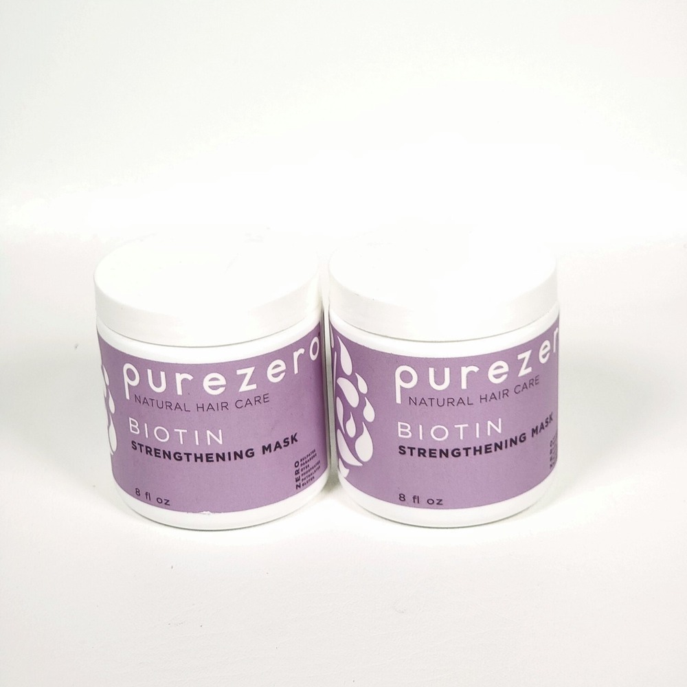 2 Purezero Biotin Strengthening Hair Mask 8 fl oz Each Natural Sulfate-Free NEW